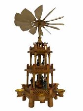 Vintage Nativity Carousel Wooden Pyramid Windmill 3 Tier Tower Candle Powered picture