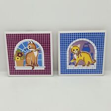 80s Cat Hanging Trivets Set Of 2 Vintage Made In Taiwan picture