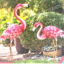 Evergreen Life Size PINK FLAMINGO PAIR (2 Flamingos) HANDCRAFTED METAL STATUES picture
