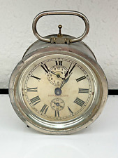 OLD ANTIQUE GERMAN ALARM CLOCK GERMANY ROMAN NUMERALS BEVELED GLASS JUNGHANS? picture