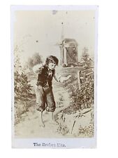 Vintage CDV Album Filler Old Photo “The Broken Kite” ~ Civil War Era picture