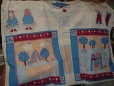 Vtg 80s Blue Pink Maroon Apple Tree Pillow Pocket Dolls Fabric Panel Retro #PB5 picture