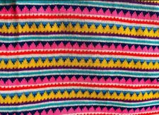 Vintage knit Double Knit Fabric Rainbow Neon Zig ZagKids Health Tex Remnant Rare picture