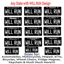 Any State WILL RUN Custom State License Plate Tag Car Bike ATV Keychain Magnet picture