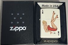 ZIPPO 2009 SEXY BLONDE LADY ACE IN HEELS WHITE MATTE LIGHTER SEALED IN BOX 80F picture
