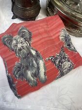 VTG Terrier DOG Half Apron Puppies Yorkie Red Cotton (small Fabric Hole) picture