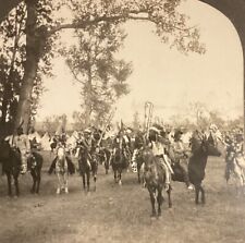 Kilgore NE Sioux Indians Full Feather Horseback Teepees c1920 Keystone 16718 SB6 picture