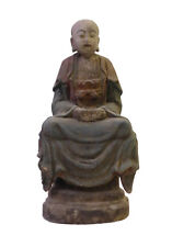 Chinese Rustic Distressed Finish Wood Lohon Statue cs1675 picture