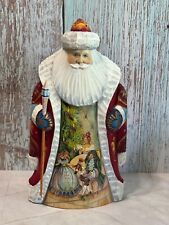 Vintage Hand Carved Jeweled Russian Santa Signed by Artist picture