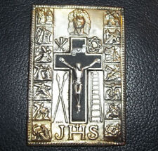 ITALY C1920´S OLD JESUS CHRIST CRUCIFIX LAMINE DU METAL SEVERAL CATHOLIC SYMBOLS picture