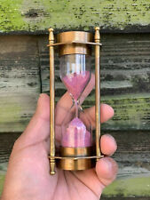 Set of 2 Antique Nautical Brass Decor Sand Timer Maritime Hourglass With Compass picture