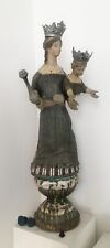 18th Century Antique Wooden Statue, Madonna with Child and Crown picture