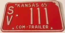 Vintage 1965 Kansas License Plate SV 111 Good Numbers Triple 1  picture