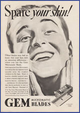 Vintage 1932 GEM Micromatic Razor & Blades Shaving Ephemera 30's Print Ad picture