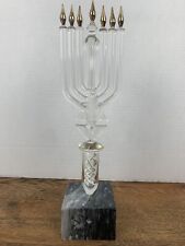 Beautiful hand blown Glass Hanukkah menorah Signed by Le Jeaune picture