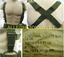 2 Pair M1950 SUSPENDERS TROUSER OD GREEN US Military Surplus BDU Hunting MINT picture
