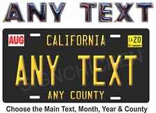  California Black  License Plate, custom TEXT, VANITY, *TEXT LOOKS EMBOSSED* picture