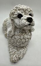 Vintage Ceramic Poodle w/ Glass Eyes Resin Figurine Statue 7.5