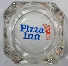 Vintage 80s Pizza Inn Clear Glass Ashtray 4”  Collectable Man Cave Advertising  picture