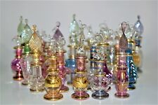 Mini, Egyptian Hand-blown Glass Perfume Bottles,14 k Gold Trim, 2 Inch, Set of 5 picture