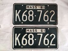 Pair 1961 MA License Plates K68 762 Mass Plate picture