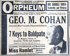 1917 Detroit Newspaper Vaudeville & Movie Page - Rare George M. Cohan Ads picture