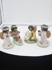 Set Of Four Miniature Resin Black/African American Children Angel Figurines picture
