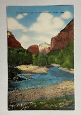 1956 Vintage Postcard Zion National Park River Heber Utah Postal Postmark Stamp picture