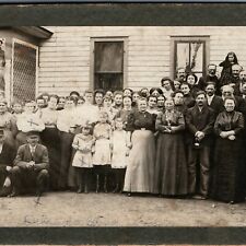 c1900s Delaware County, Iowa Church Picnic Cabinet Card Group Photo Family IA 1E picture