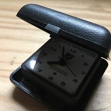 VTG 1970s Folding Case Travel Alarm Clock Swag SEIU AFT Connecticut Made in USA picture