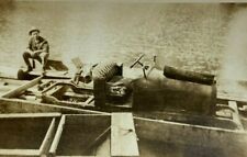 Car Mounted To Boat Engine Man Water B&W Photograph 2.75 x 4.5 picture