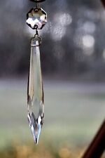 Vintage Clear Faceted Crystal Glass Lamp/Chandelier Spear Prism 4