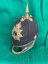 British Victorian-era Helmet, Pre-WWI, Prince of Wales, Yorkshire Reg. Nice picture