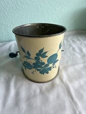 Rare Vintage 1950’s Flour Sifter Blue Fruit On Cream Country Cottage picture