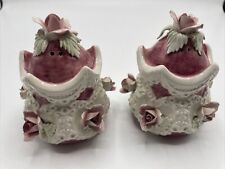 Beautiful Vintage Victorian Style Salt And Pepper  Shakers Flowers Pink picture