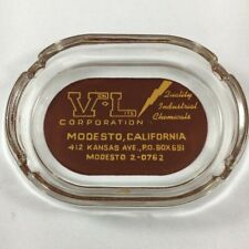 VTG Glass Ad Ashtray Von Lite Corporation Quality Industrial Chemicals Modesto  picture