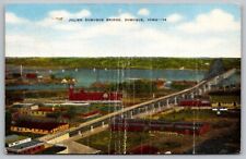 Iowa Dubuque Julien Bridge Birds Eye View Cancel Epworth 1950 Vintage Postcard picture