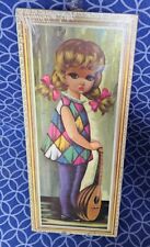 Big Eyed Eden Harlequin Bard Lute Moppet Girl Litho Plaques MCM Sealed 10X24 picture