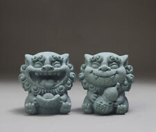 A Pair Of Chinese Foo Fu Dog/Lion Carved Resin Figurine/Ornament/Table Figure picture