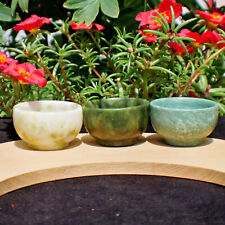 3PCS Natural Jade Bowl Gemstone Crystal Quartz Dish Sacral Chakra Healing Reiki picture