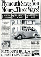 1939 Plymouth Automobile Vintage Print Ad Saves You Money Three Ways  picture