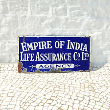1940s Vintage Empire Of India Life Insurance Advertising Enamel Sign Board EB443 picture