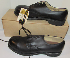 NOS 1980s US MILITARY BLACK LEATHER LOW QUARTER SAFETY SHOES LEAVENWORTH 10.5D picture