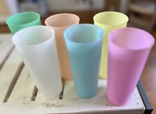 Lot 6 Vintage 16 oz TUPPERWARE PLASTIC CUPS Pastel Tumblers - Never used picture