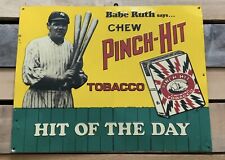 Vintage 80s Pinch Hit Tobacco Babe Ruth Metal Sign 1989 14x11 picture