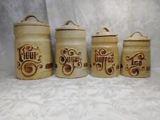 Vintage 1970's Treasure Craft Ceramic Canisters - Coffee Tea Flour Sugar Set picture