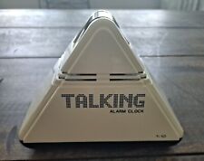 Vintage 80s Talking Alarm Clock T-10 Triangle Pyramid White Black - TESTED picture