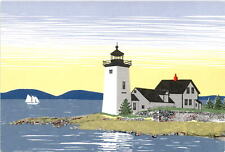No. 15 Lighthouse, Anne Kilham, Rockport, Maine, charming harbor, art Postcard picture