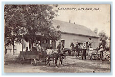 1913 Horse Carriage, Creamery Orlando Indiana IN Posted Antique Postcard picture