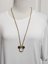 Napier Mickey Mouse Quartz Watch Necklace with 24 inch Goldtone Chain picture
